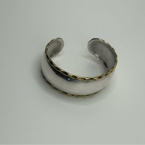 Vintage Mexico 925 Sterling Silver & Brass Cuff Bracelet